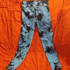 Kids Blue and Black Tie-Dye Leggings